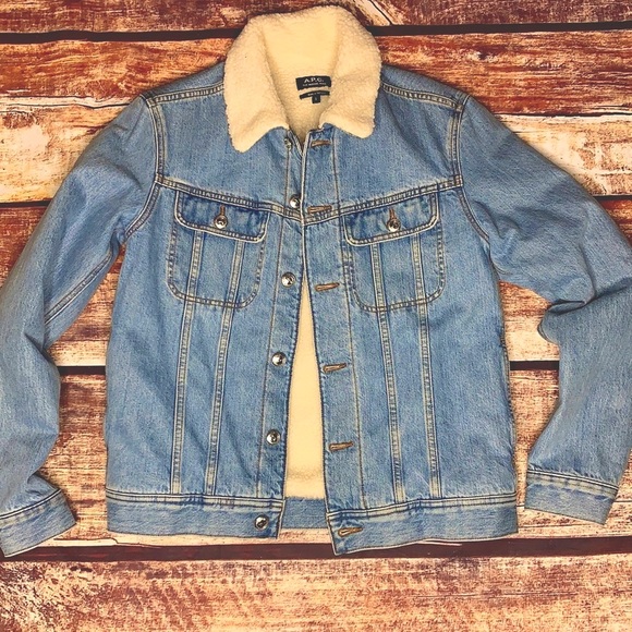 A.P.C Julien Faux Shearling-trimmed Denim Jacket - Picture 3 of 10